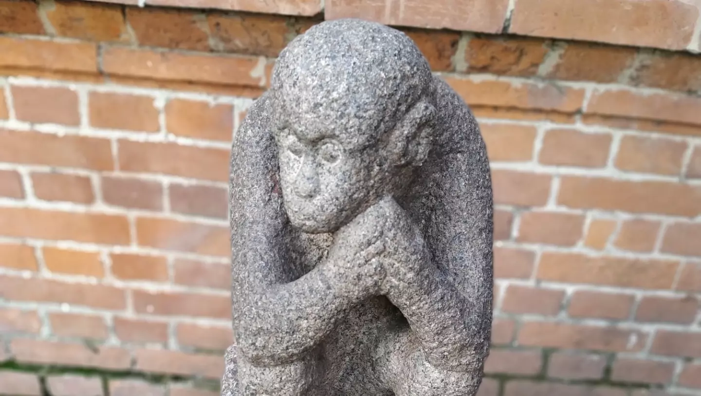 каменная обезьяна около Гродековского музея